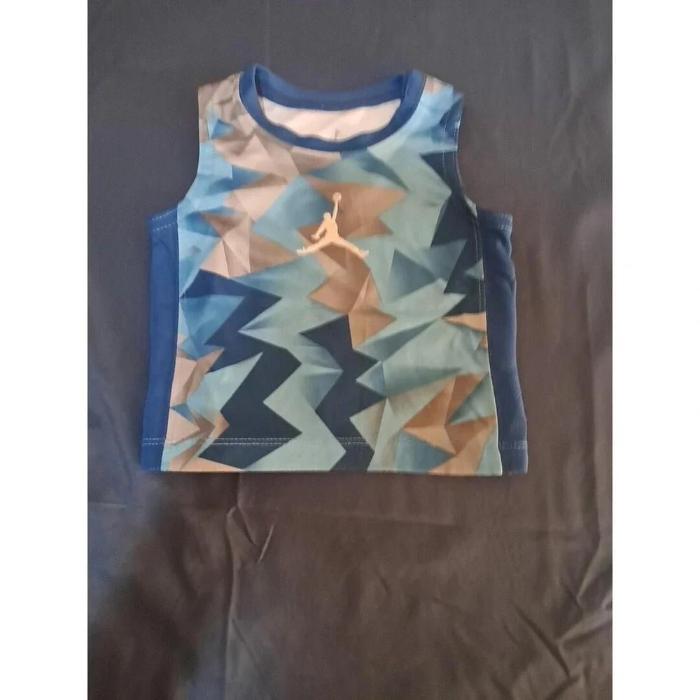 Jordan Jersey Tank Top Boys 3-6M Blue Geometric Logo Athletic Sporty Streetwear